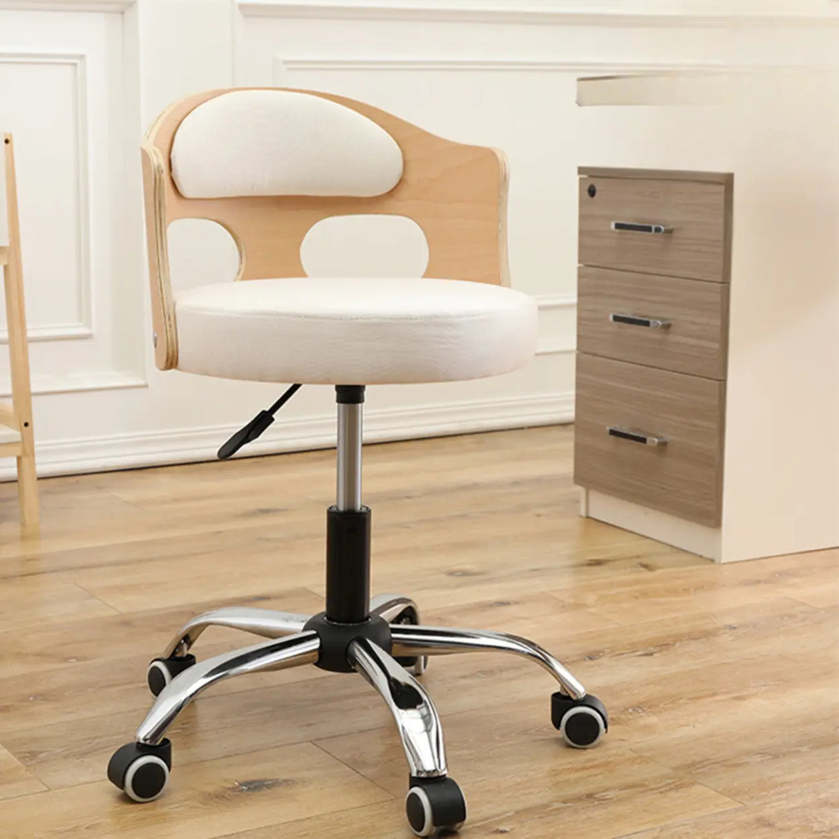 Pneumatic Adjustable Fabric Swivel Sliding Bar Stool Grey Image - 19