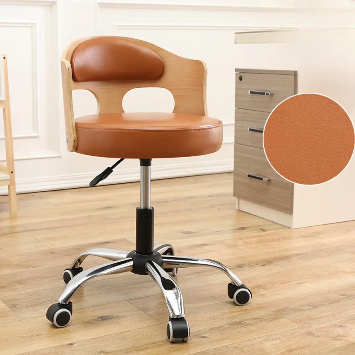 Pneumatic Adjustable Fabric Swivel Sliding Bar Stool Grey Image - 3