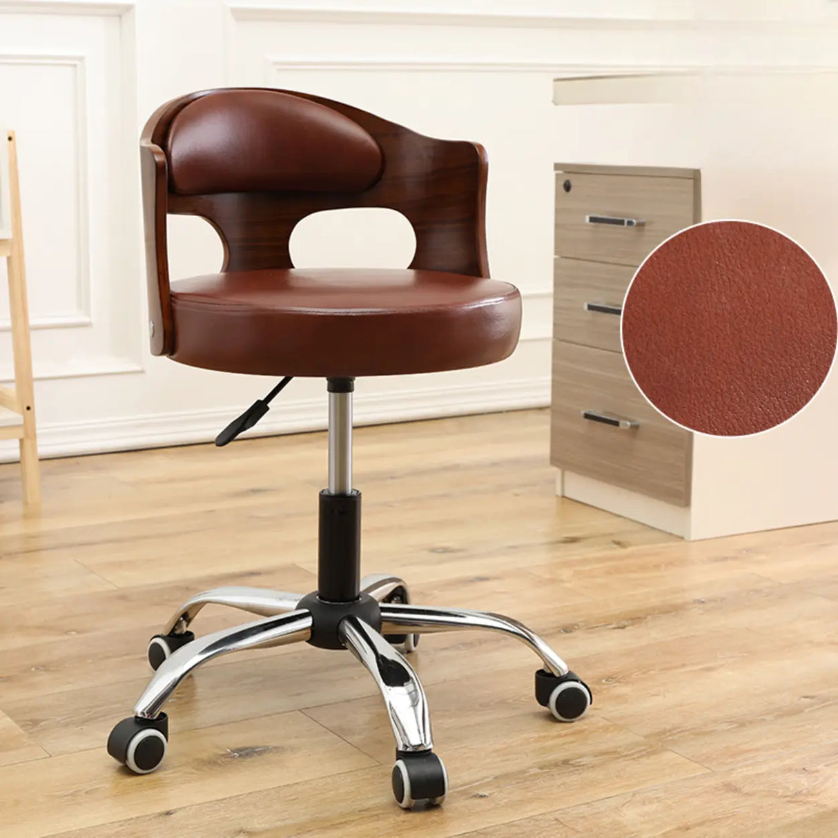 Pneumatic Adjustable Fabric Swivel Sliding Bar Stool Grey Image - 4