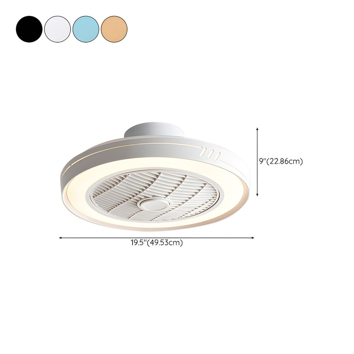 Polished Modern Bladeless LED Ceiling Fan with Light