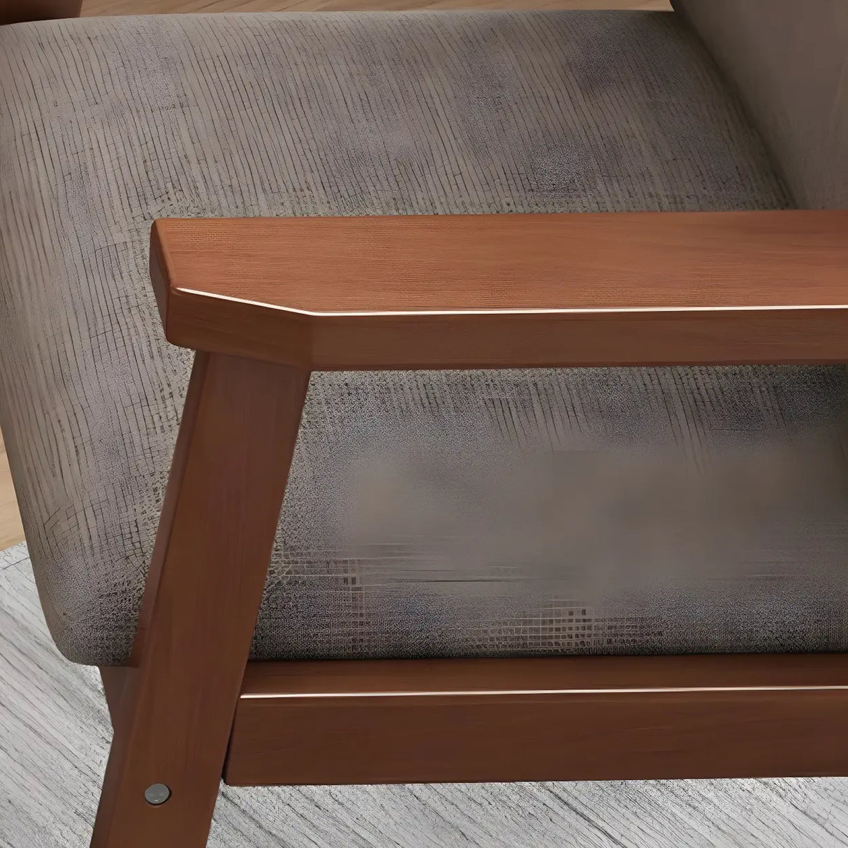 Polyurethane Upholstered Wood Solid Back Arm Chair Image - 12