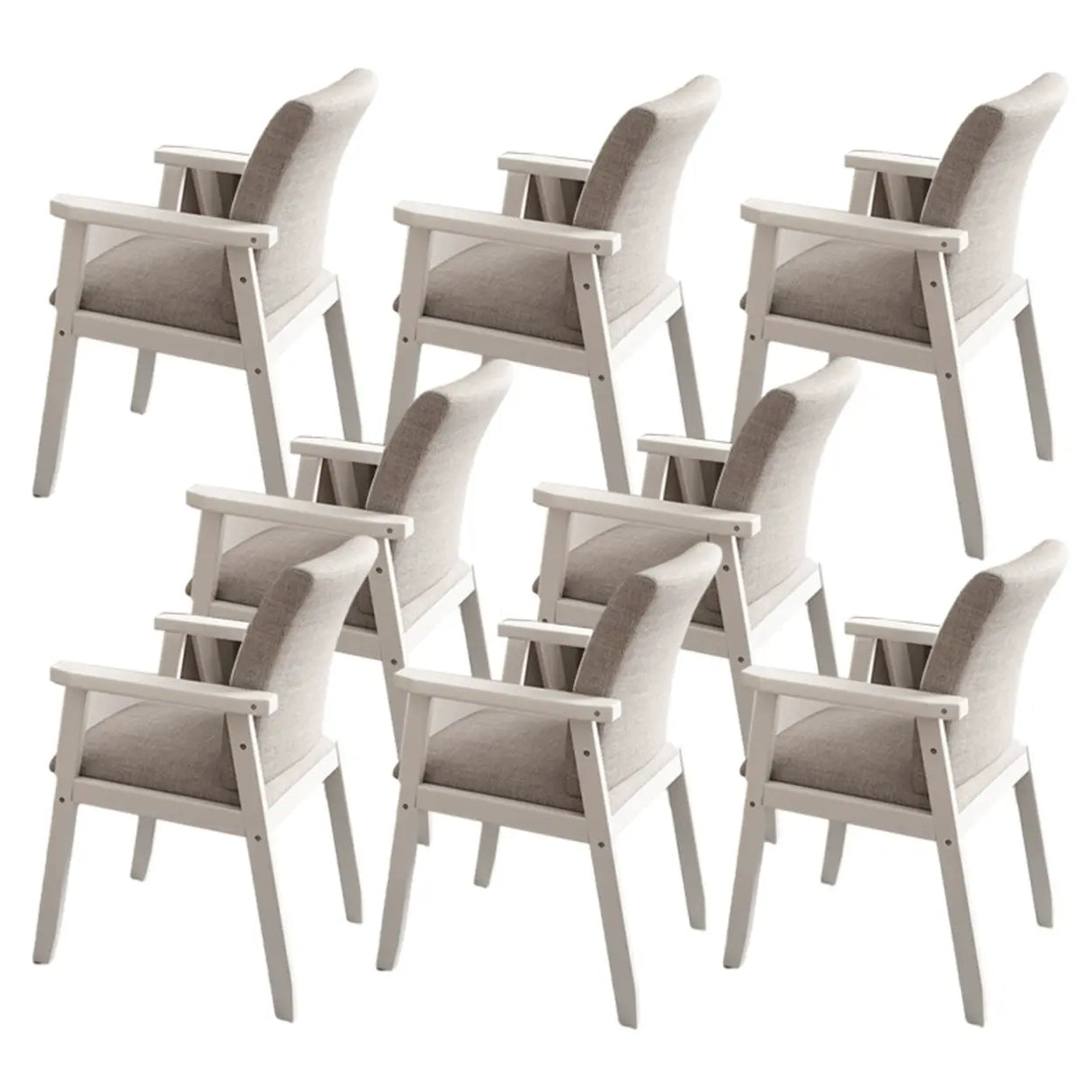 Polyurethane Upholstered Wood Solid Back Arm Chair Image - 19