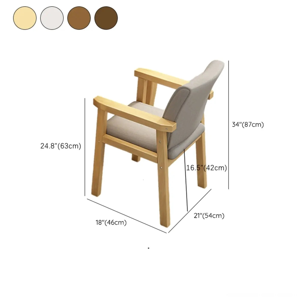 Polyurethane Upholstered Wood Solid Back Arm Chair