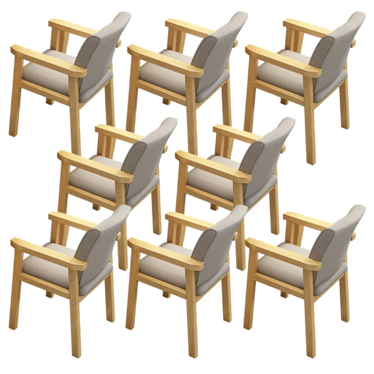 Polyurethane Upholstered Wood Solid Back Arm Chair Image - 24