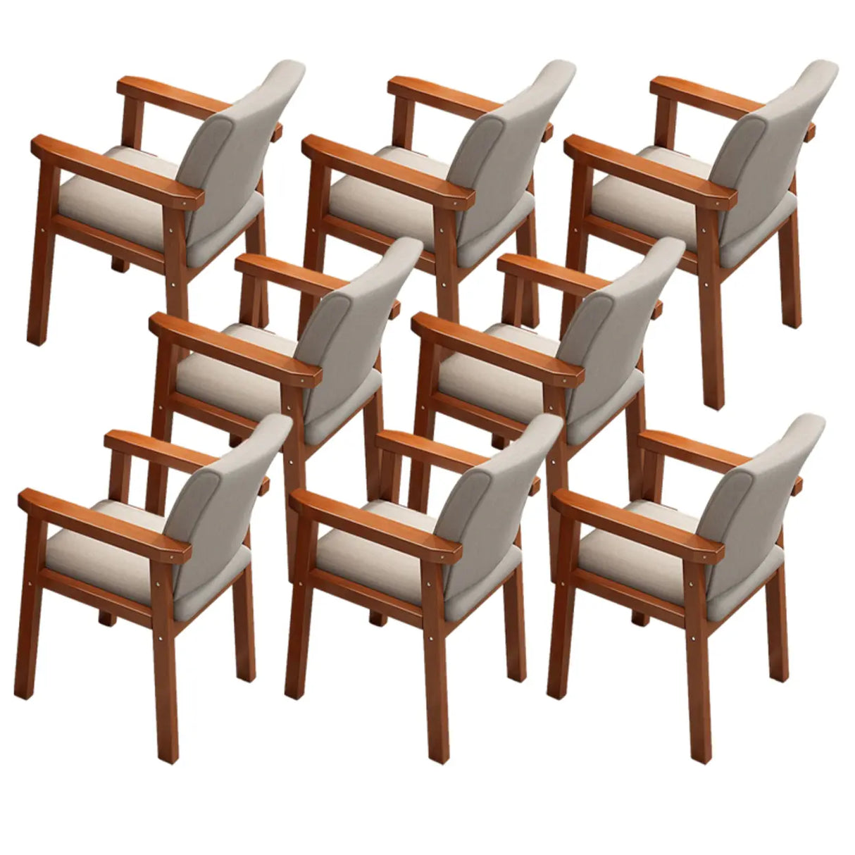 Polyurethane Upholstered Wood Solid Back Arm Chair Image - 30