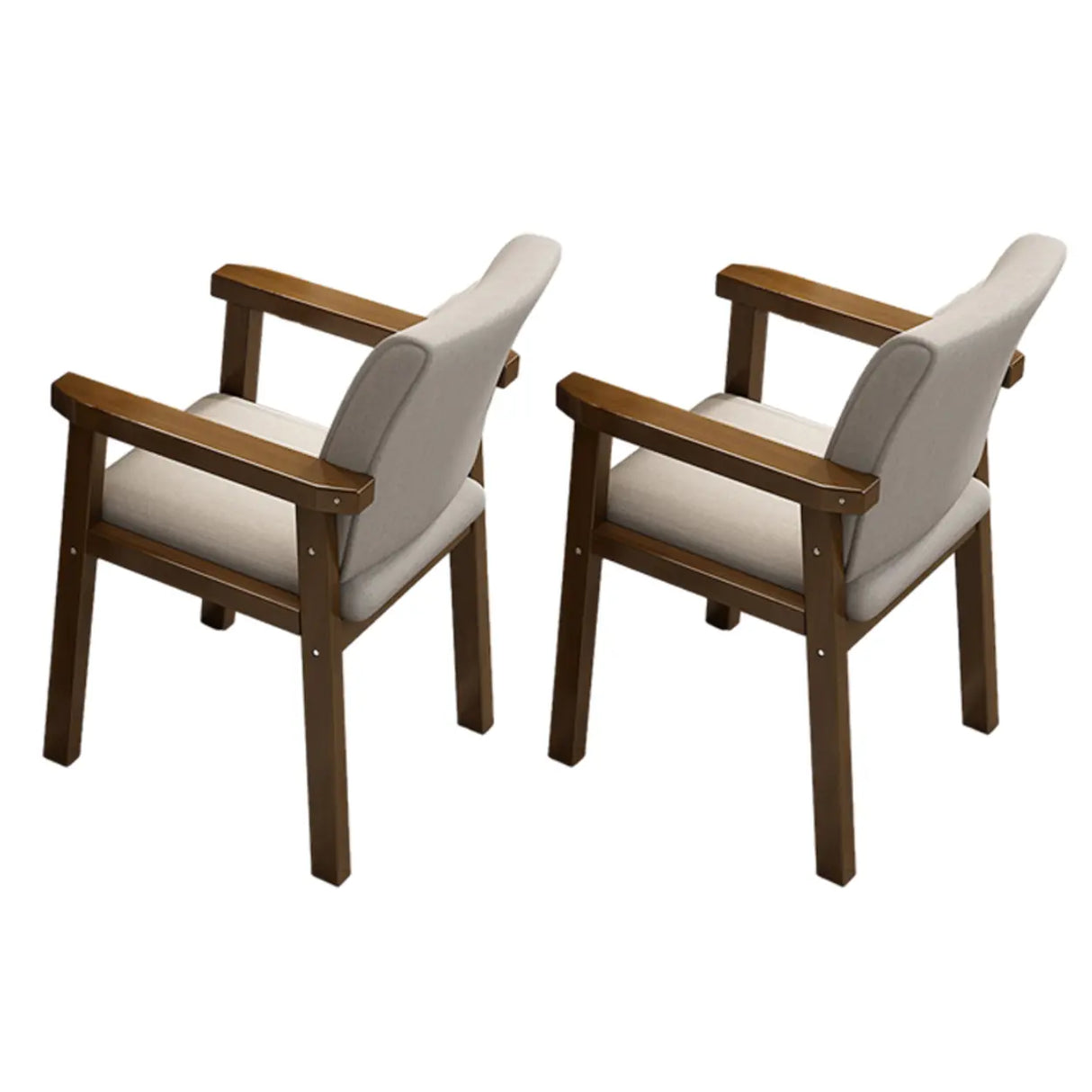 Polyurethane Upholstered Wood Solid Back Arm Chair Image - 3