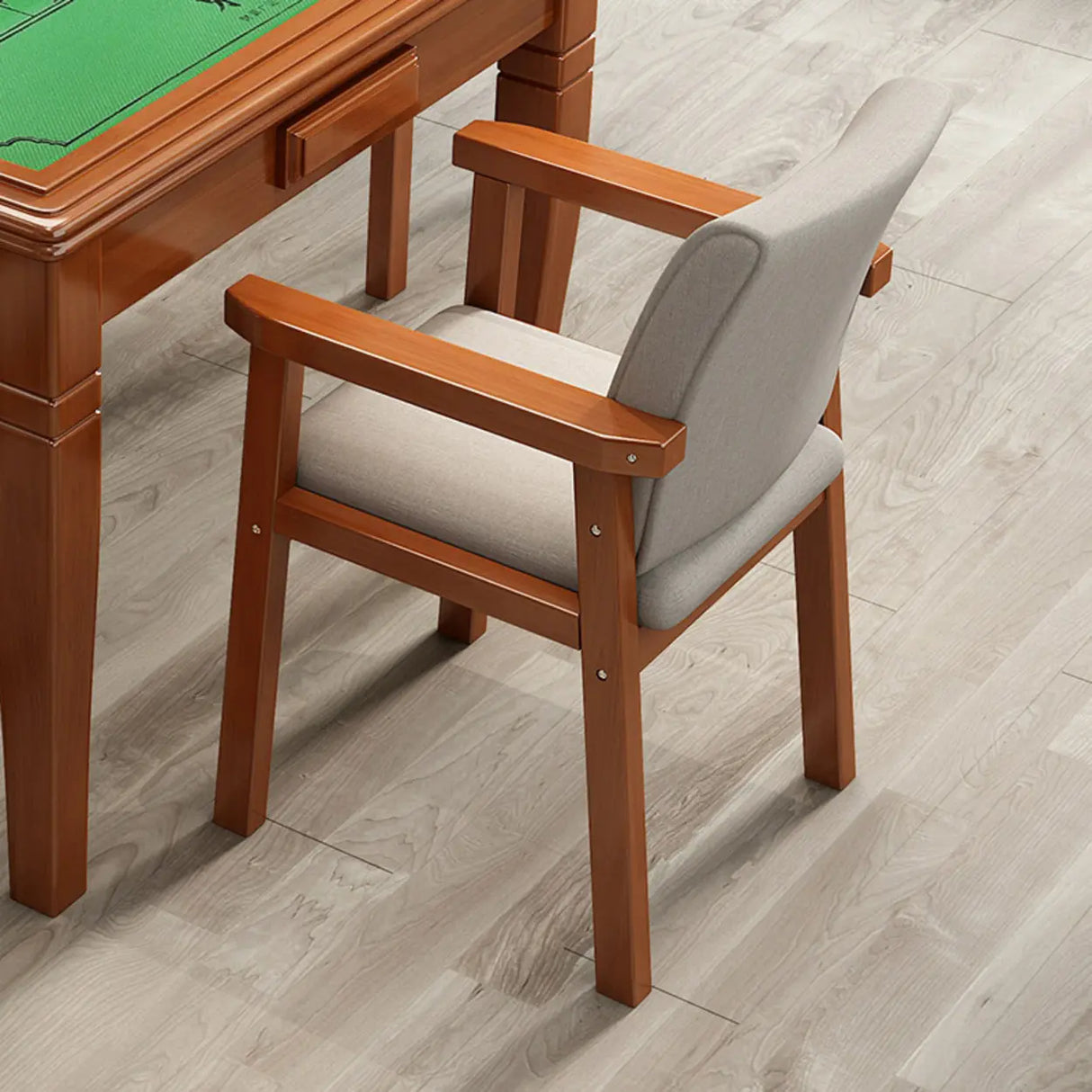 Polyurethane Upholstered Wood Solid Back Arm Chair Image - 4