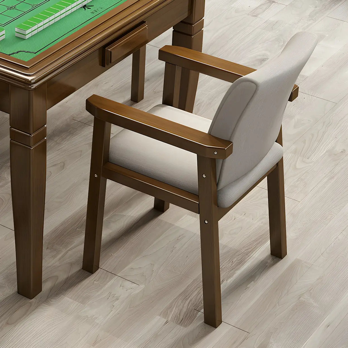 Polyurethane Upholstered Wood Solid Back Arm Chair Image - 7