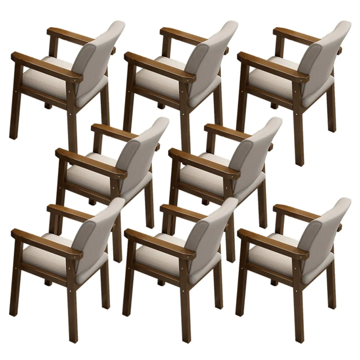 Polyurethane Upholstered Wood Solid Back Arm Chair Image - 9