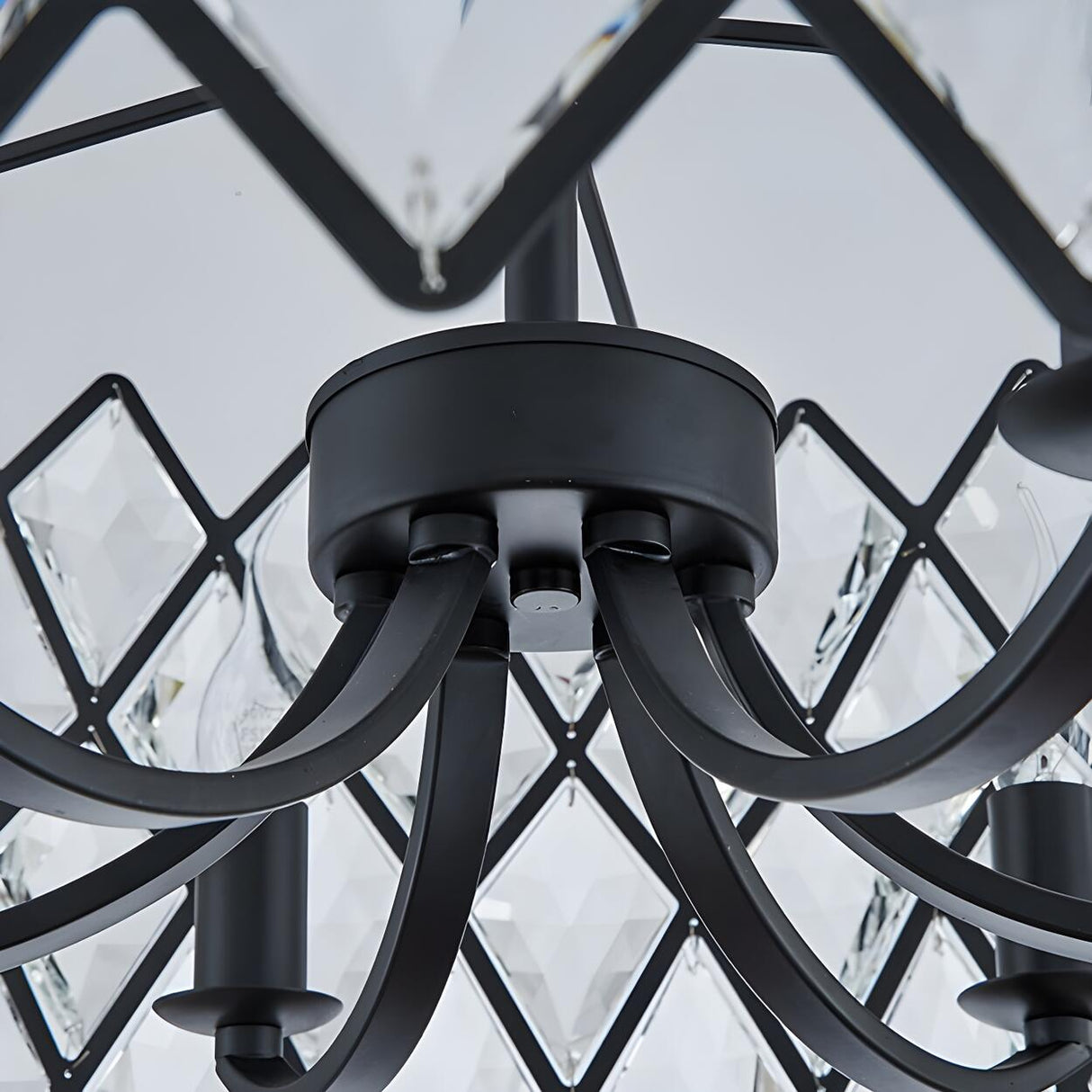 Postmodern Black Crystal Drum Living Room Chandelier Image - 4