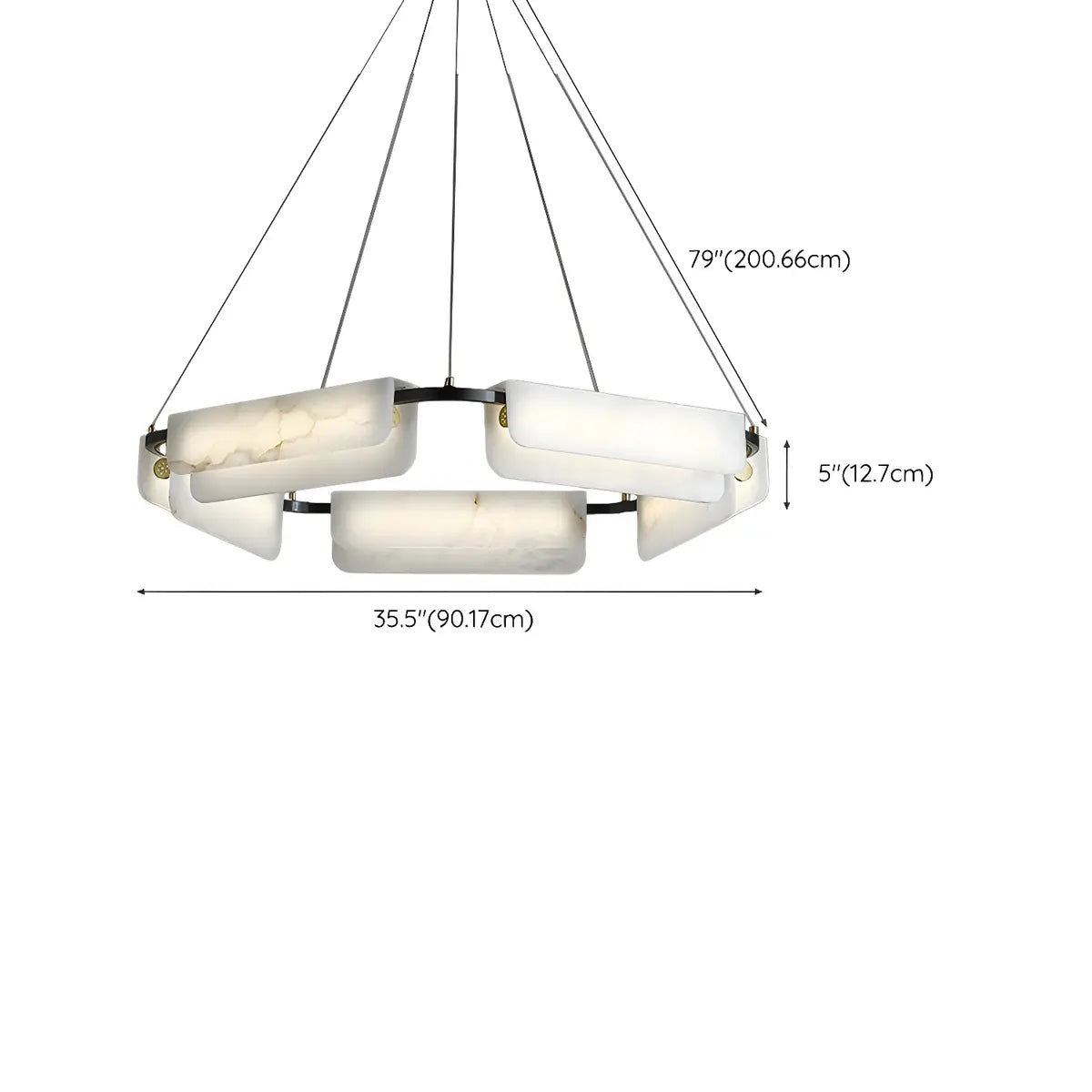 Postmodern Circular Alabaster Living Room Chandelier Image - 14