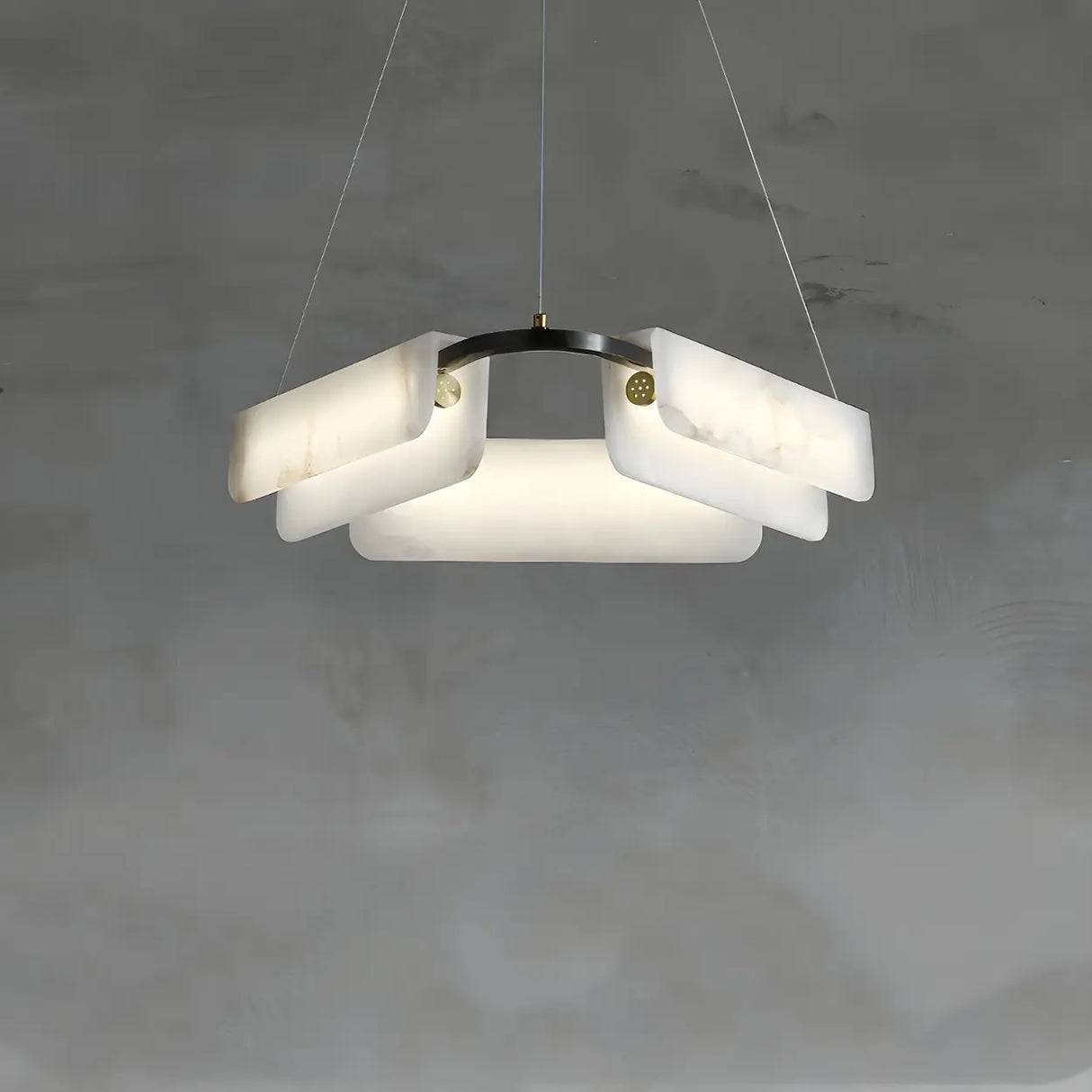 Postmodern Circular Alabaster Living Room Chandelier Image - 3