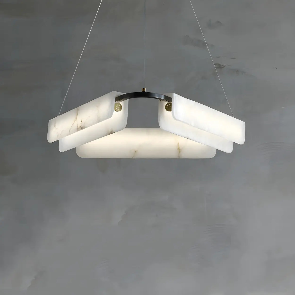 Postmodern Circular Alabaster Living Room Chandelier Image - 4