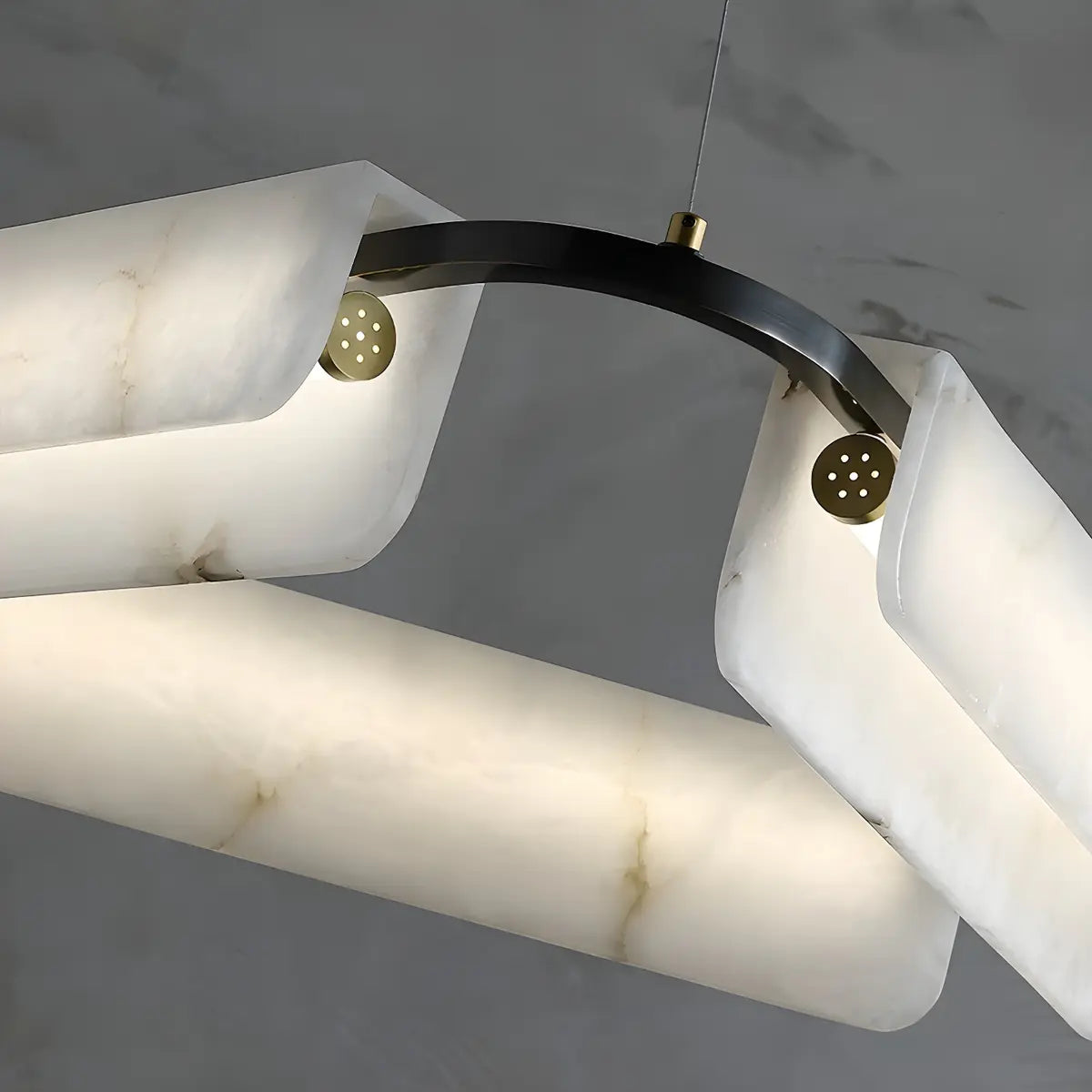 Postmodern Circular Alabaster Living Room Chandelier Image - 6