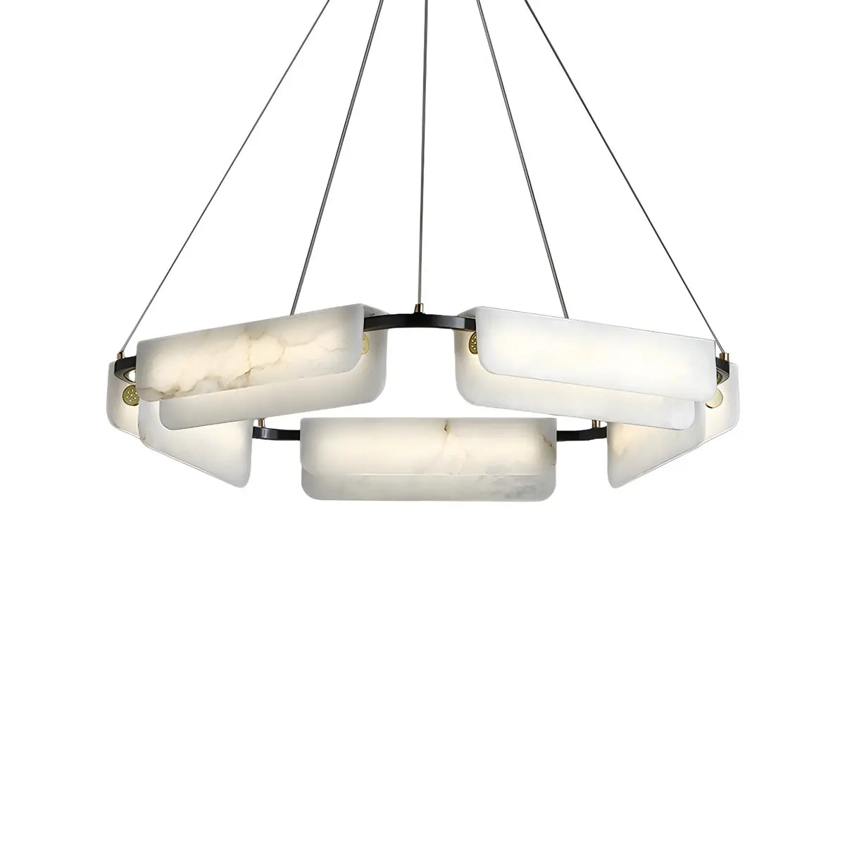 Postmodern Circular Alabaster Living Room Chandelier Image - 7