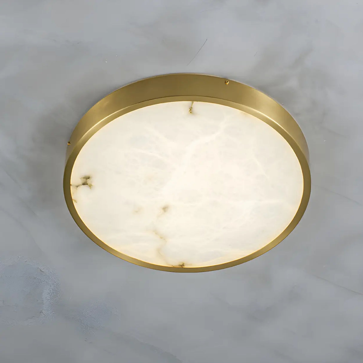 Postmodern Round Alabaster LED Flush Mount Ceiling Light Image - 4