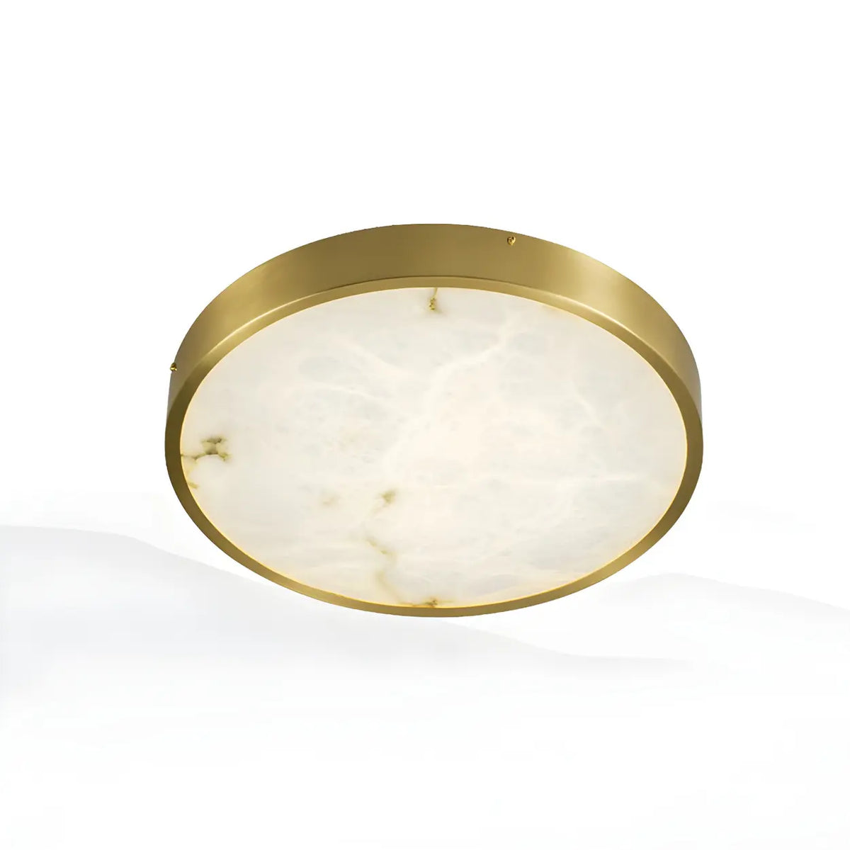 16" 220V-240V Brass Postmodern Round Alabaster LED Flush Mount Ceiling Light Image - 5