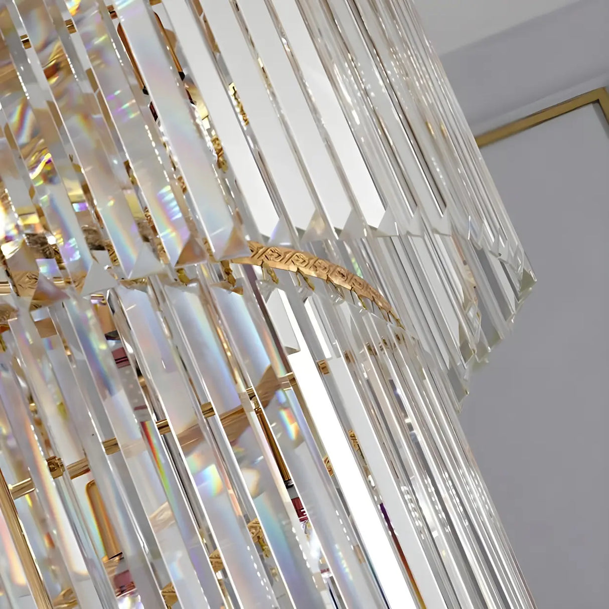 Prismatic Crystal Spiral High Ceiling Foyer Chandelier Image - 6