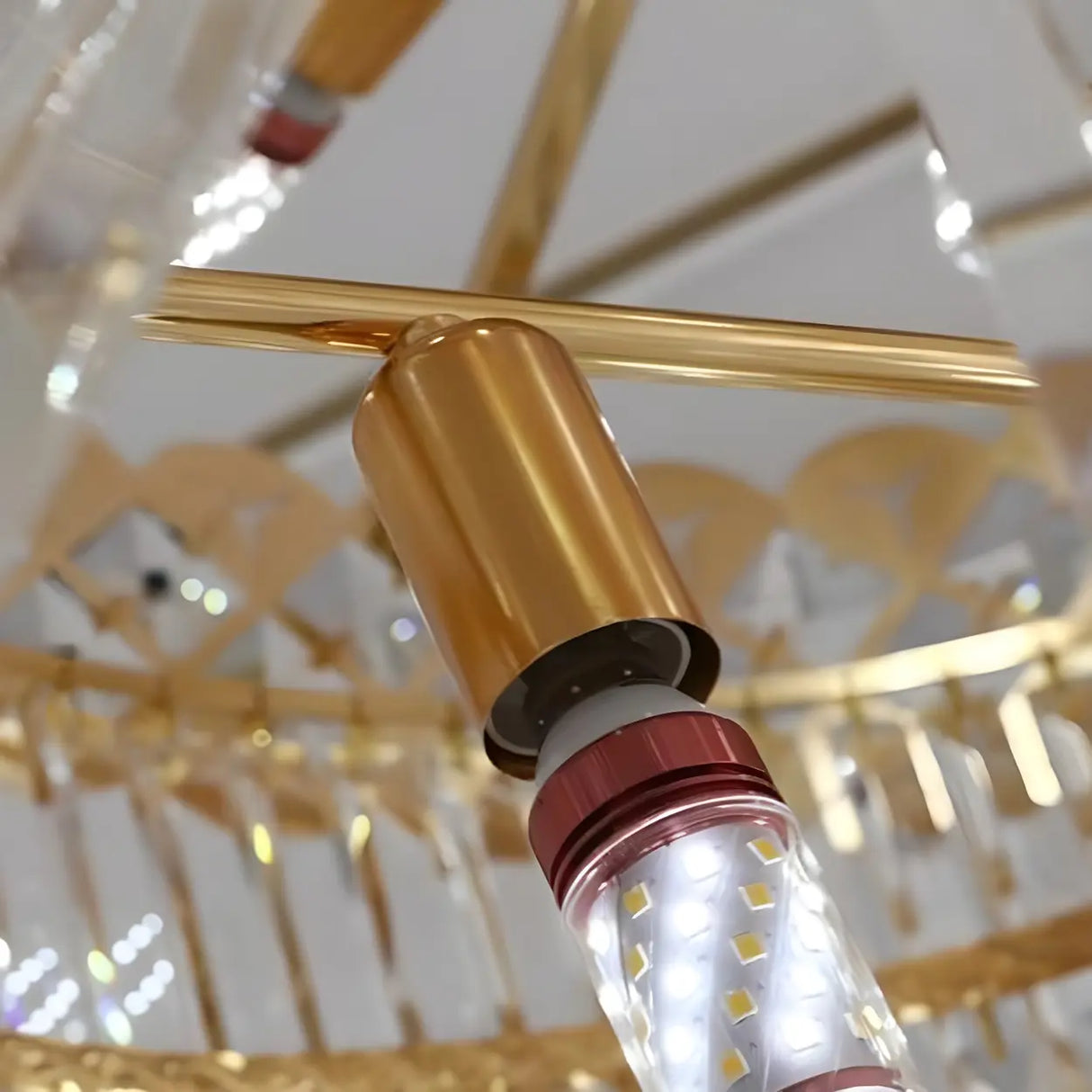 Prismatic Crystal Spiral High Ceiling Foyer Chandelier Image - 7