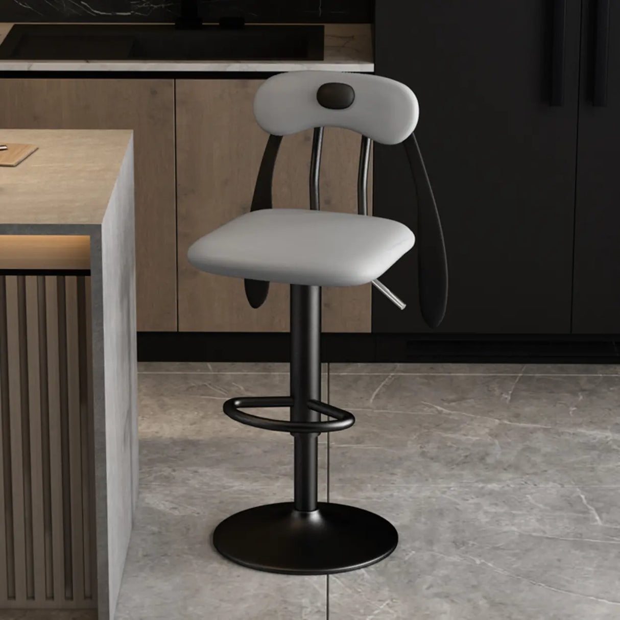 Rabbit Ears Square Leather Adjustable Swivel Bar Stool Image - 19