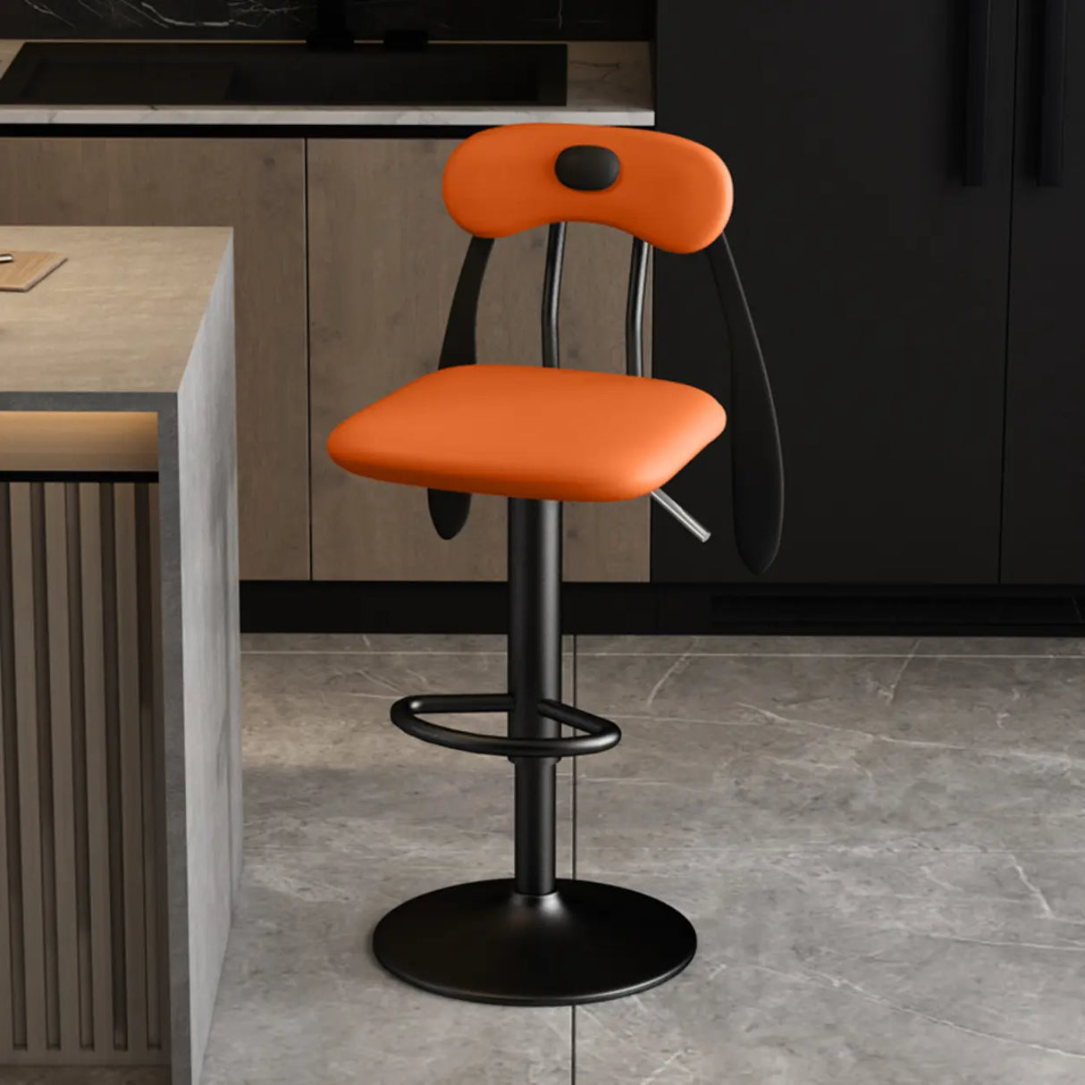 Rabbit Ears Square Leather Adjustable Swivel Bar Stool Image - 21