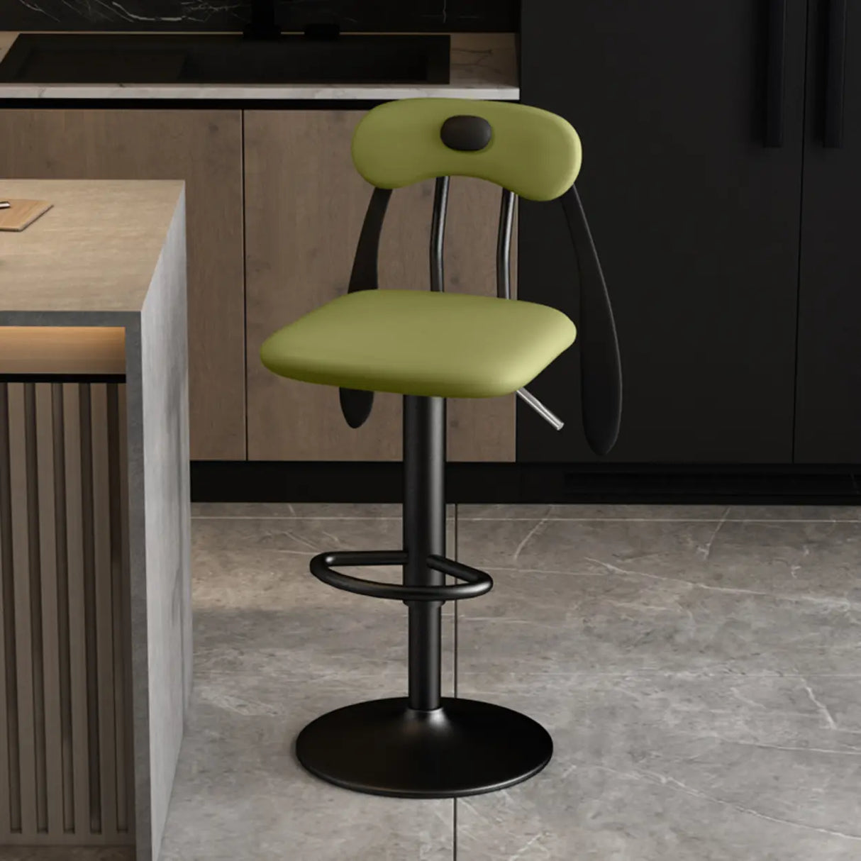Rabbit Ears Square Leather Adjustable Swivel Bar Stool Image - 22