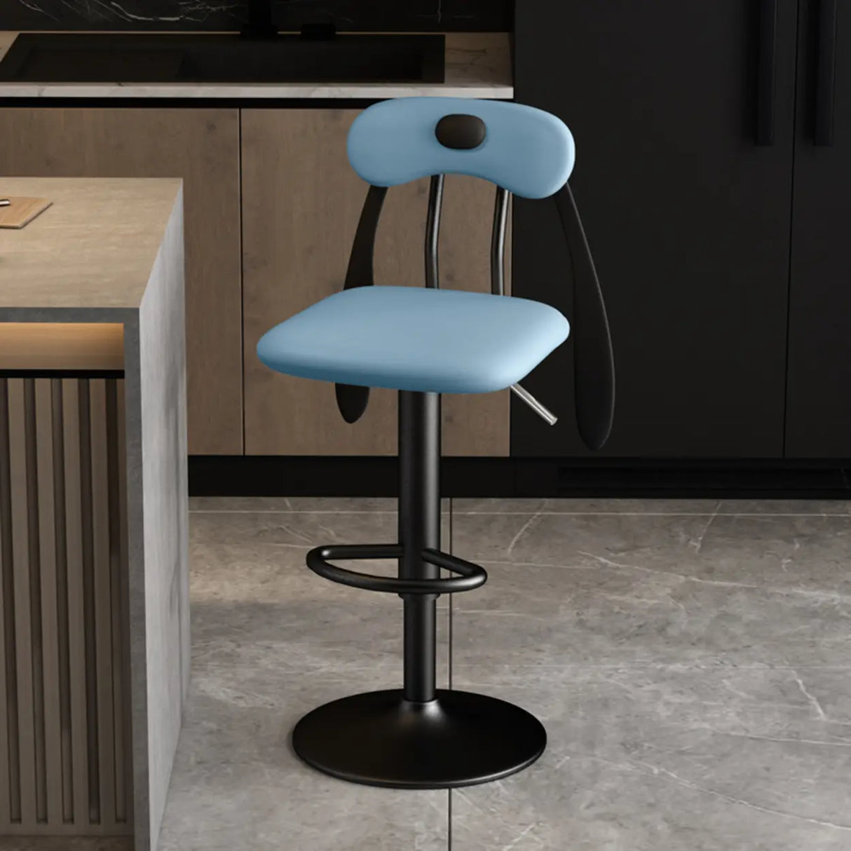 Rabbit Ears Square Leather Adjustable Swivel Bar Stool Image - 23