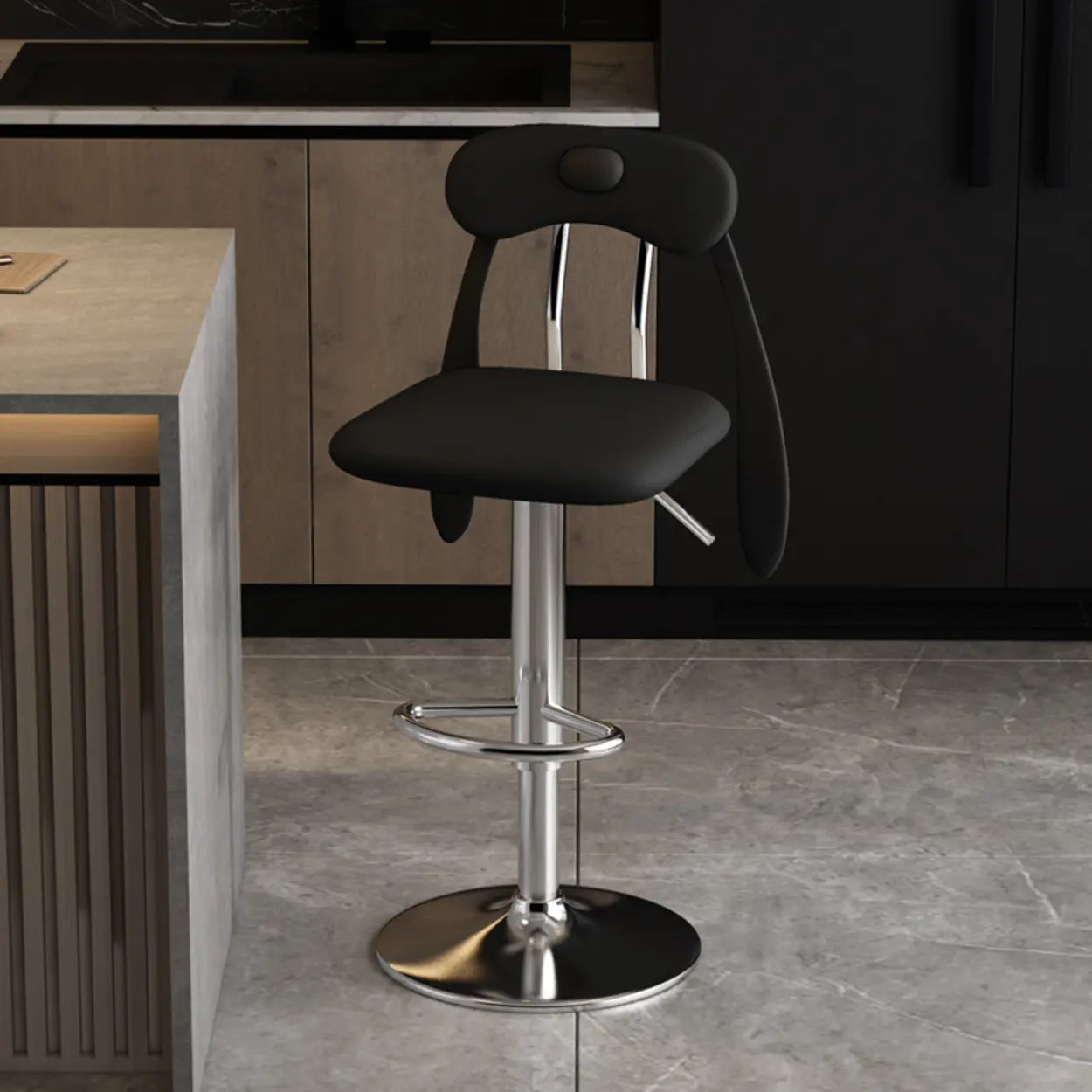 Rabbit Ears Square Leather Adjustable Swivel Bar Stool Image - 3