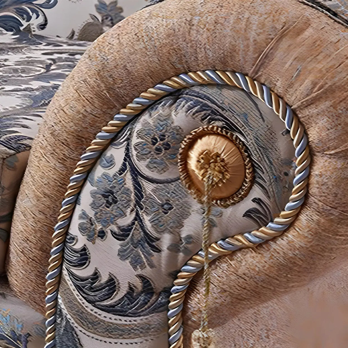 Reclining Beige Large Curved Fabric Chaise Lounge Sofa Image - 13