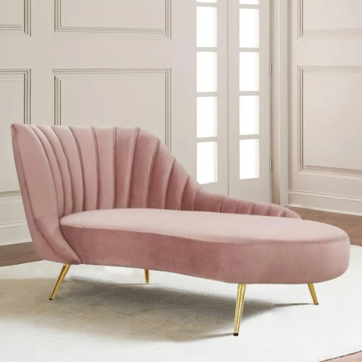 Reclining Upholstered Velvet Free Standing Chaise Lounge Image - 1