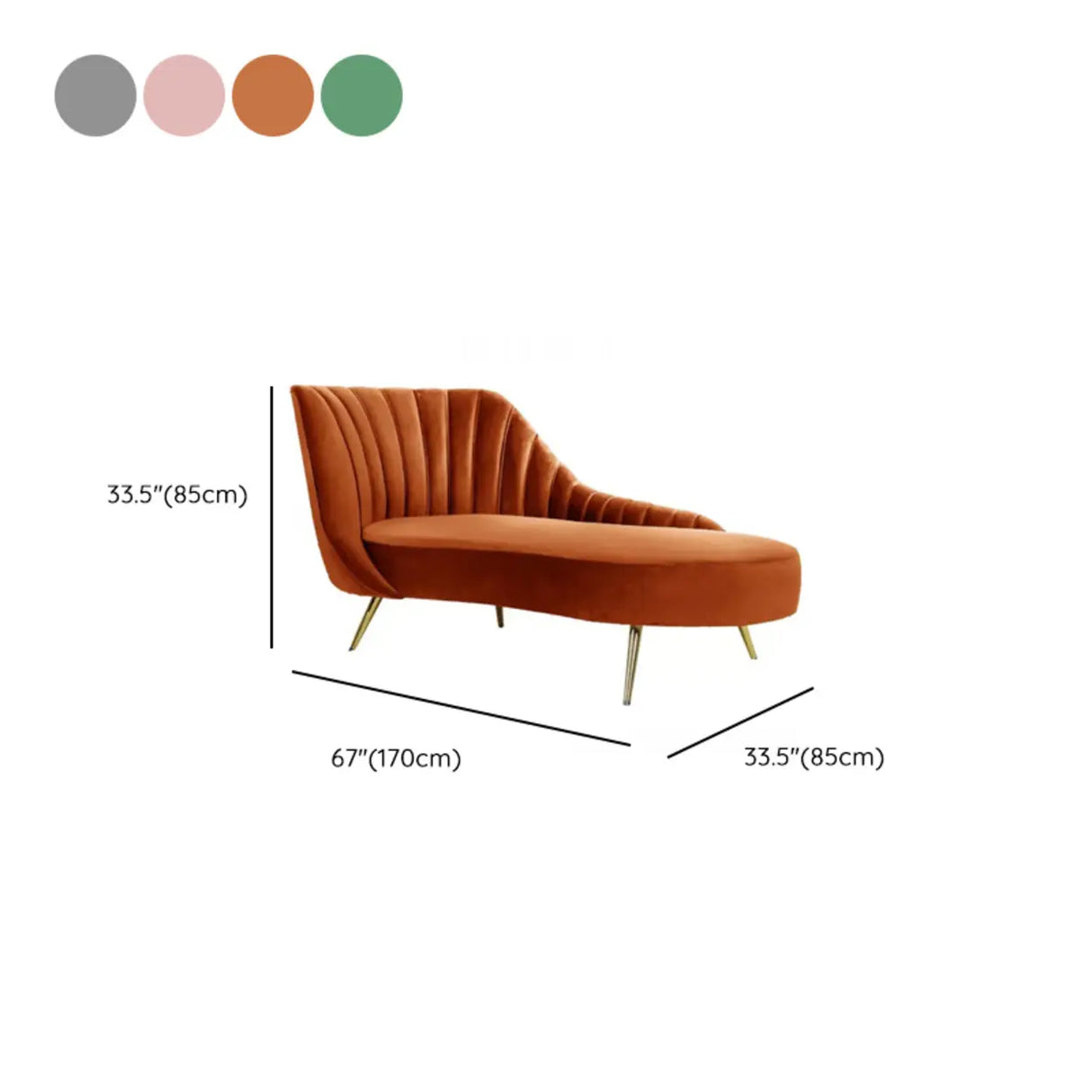 Reclining Upholstered Velvet Free Standing Chaise Lounge