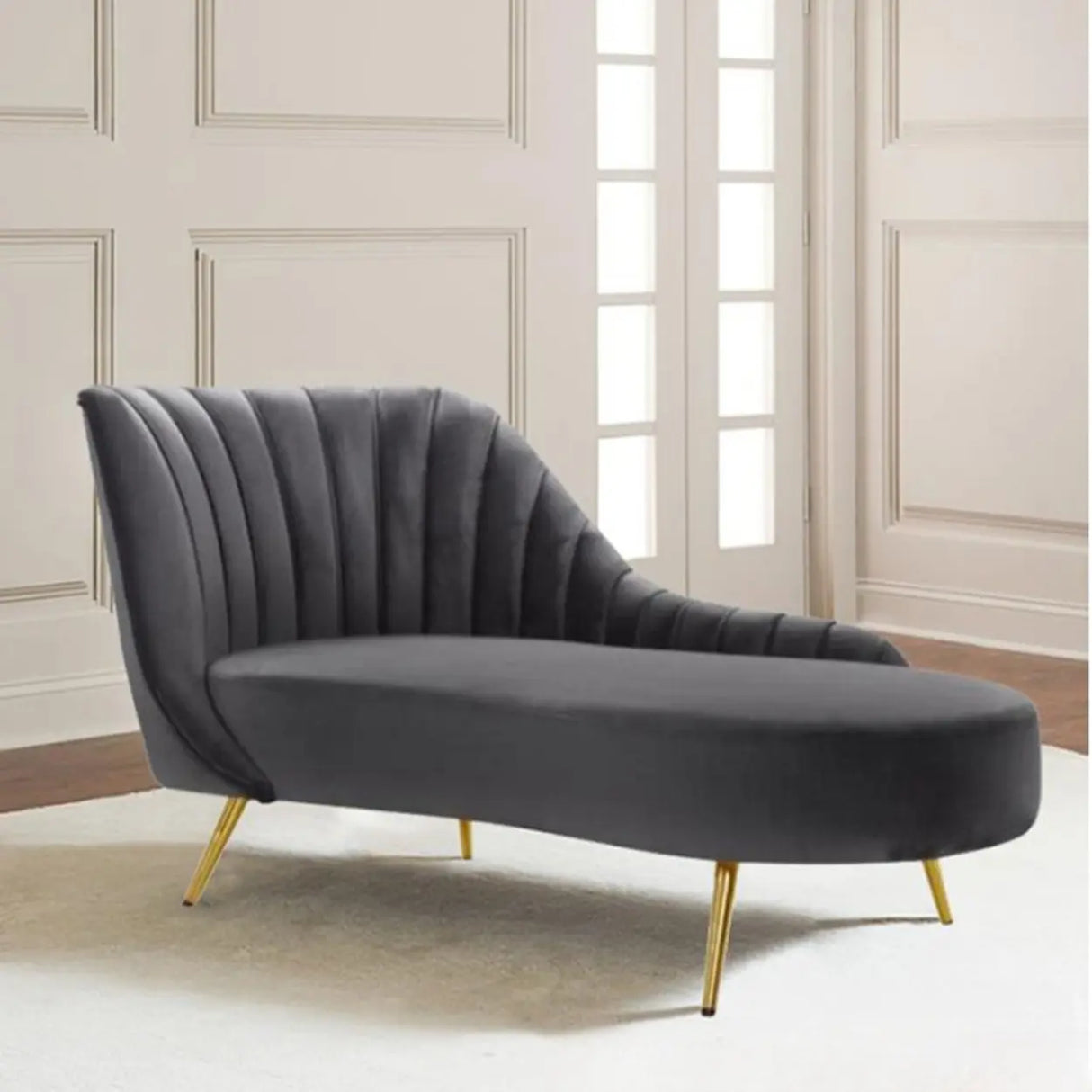 Reclining Upholstered Velvet Free Standing Chaise Lounge Image - 2