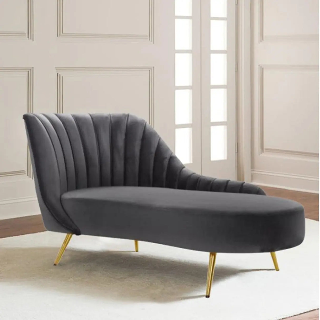 Reclining Upholstered Velvet Free Standing Chaise Lounge Image - 4