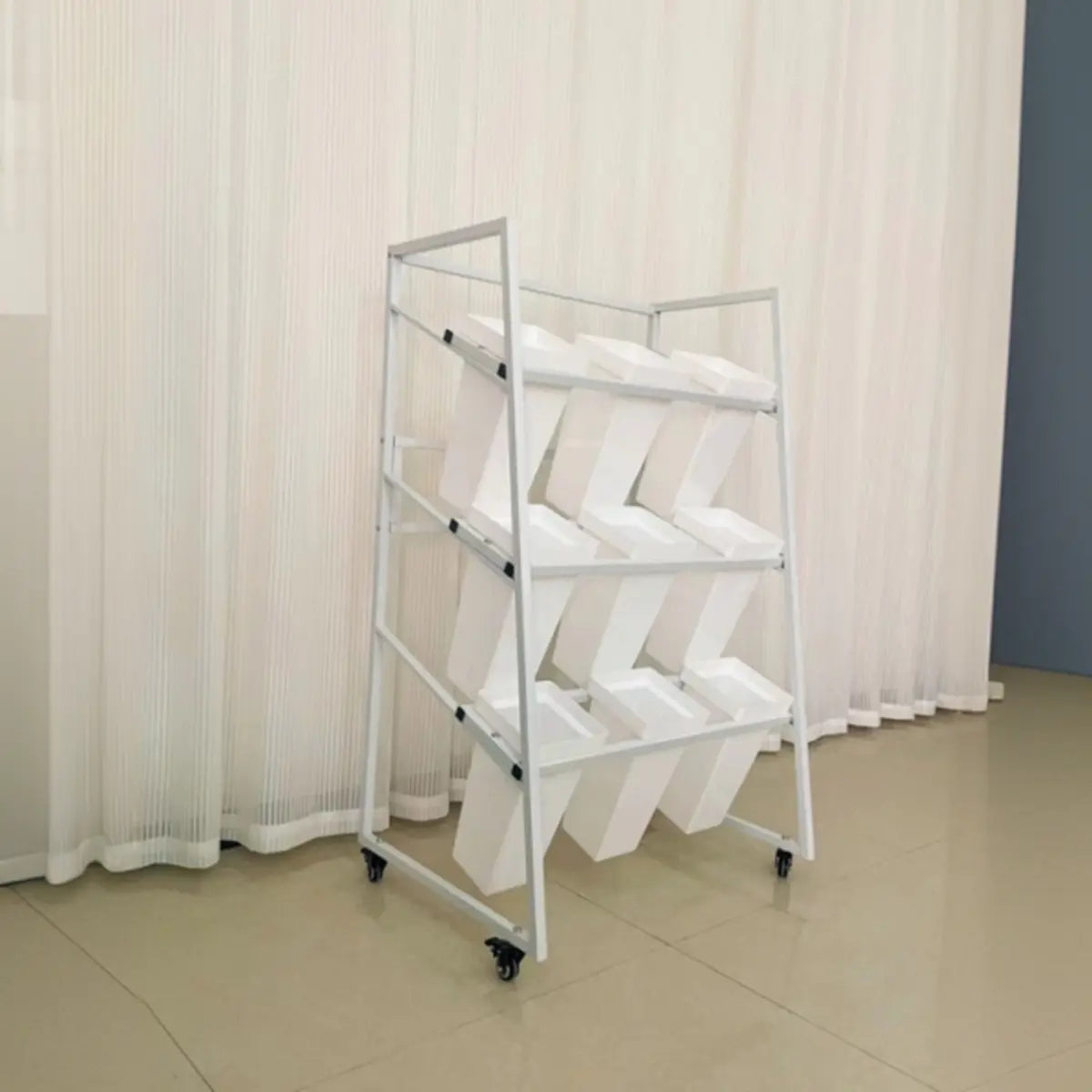 Rectangle 4-Tier Wheel Metal Storage Plant Stand Gold Image - 24