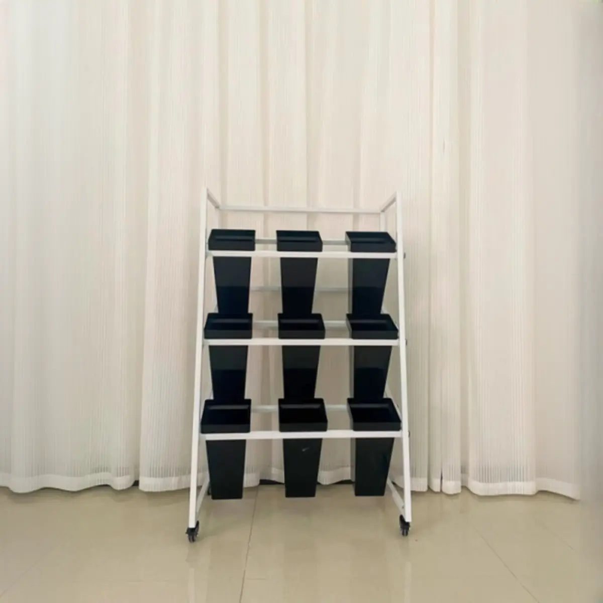 Rectangle 4-Tier Wheel Metal Storage Plant Stand Gold Image - 26