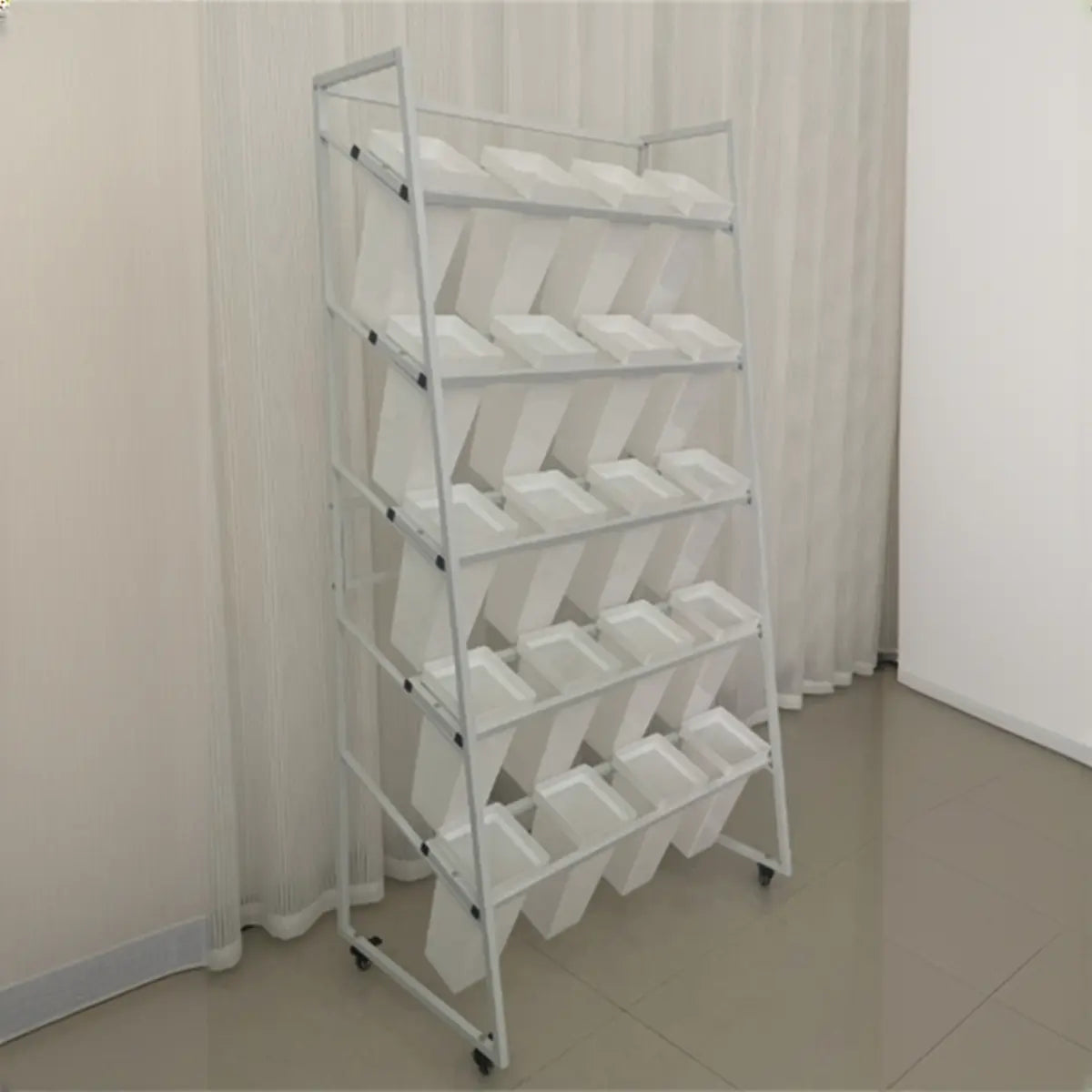 Rectangle 4-Tier Wheel Metal Storage Plant Stand Gold Image - 29