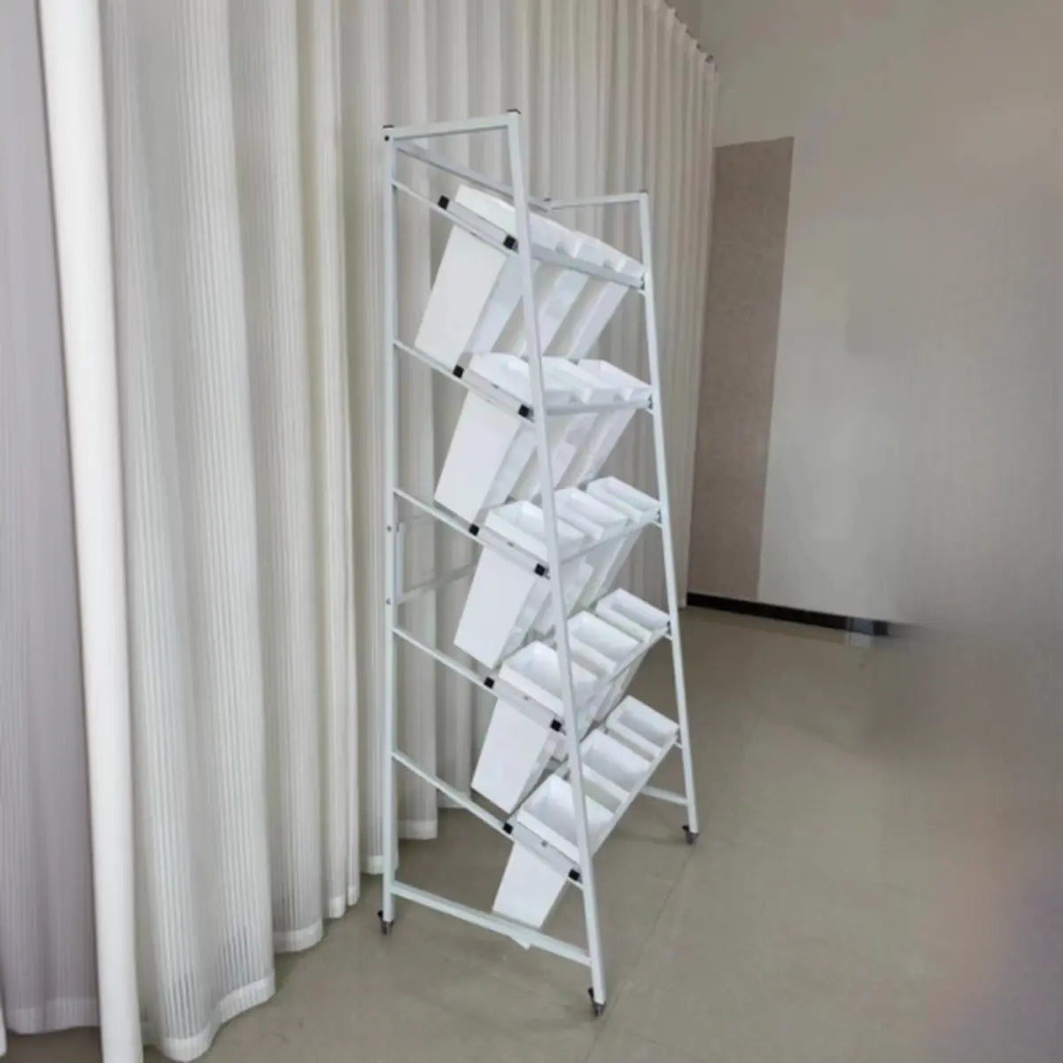 Rectangle 4-Tier Wheel Metal Storage Plant Stand Gold Image - 31