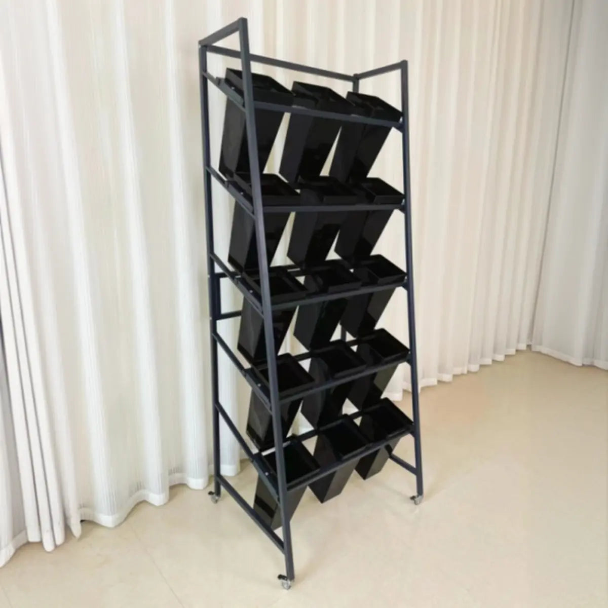 Rectangle 4-Tier Wheel Metal Storage Plant Stand Gold Image - 35