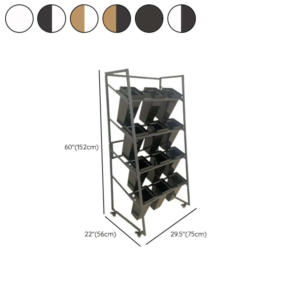 Rectangle 4-Tier Wheel Metal Storage Plant Stand Gold Image - 38
