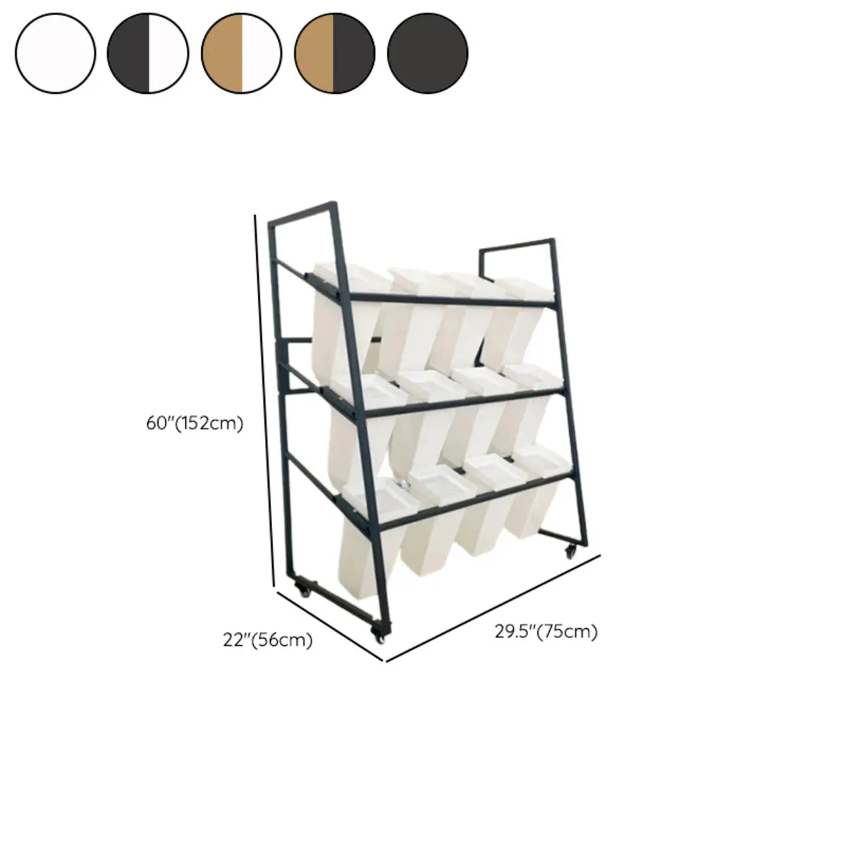 Rectangle 4-Tier Wheel Metal Storage Plant Stand Gold Image - 39