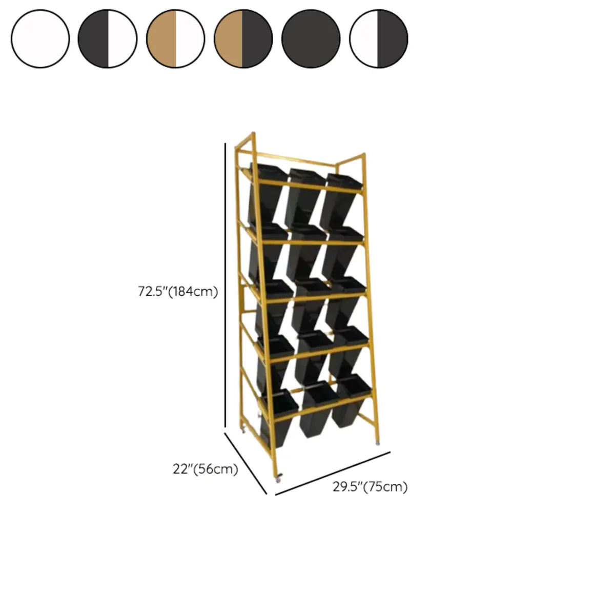 Rectangle 4-Tier Wheel Metal Storage Plant Stand Gold Image - 42
