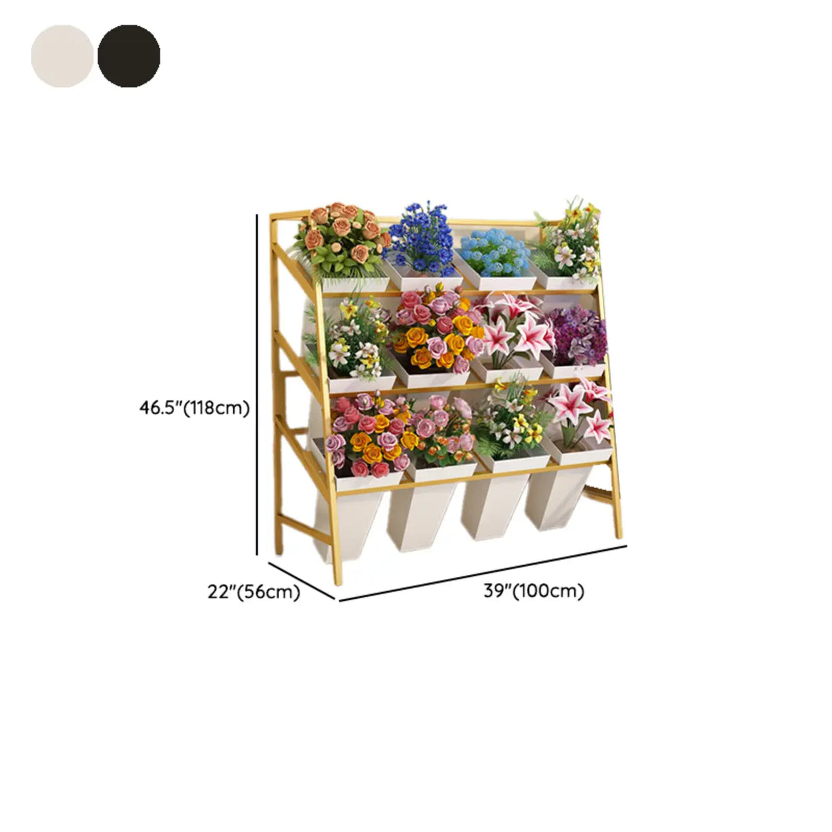 Rectangle Iron Gold Floor Storage Pot Plant Stand Black