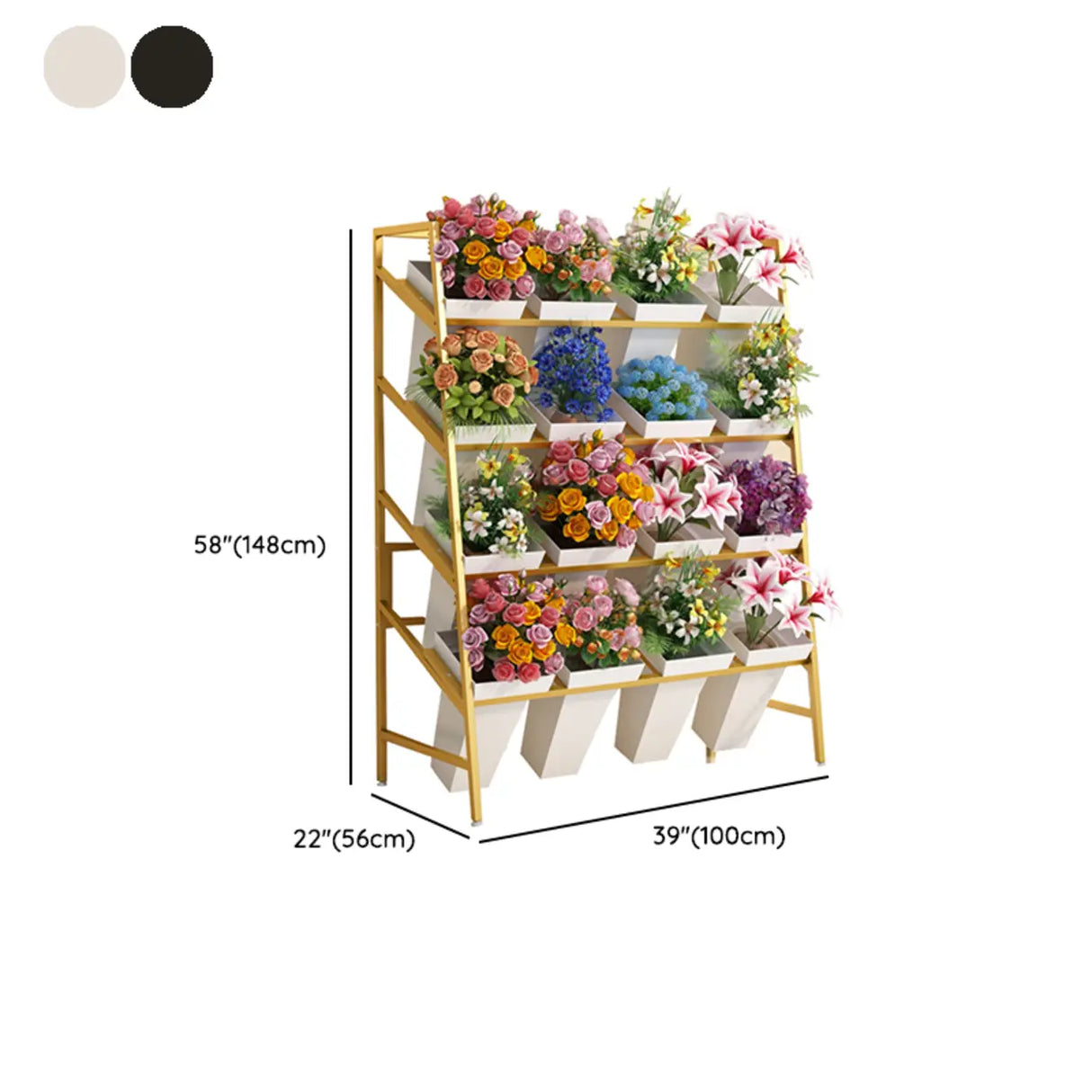 Rectangle Iron Gold Floor Storage Pot Plant Stand Black Image - 11