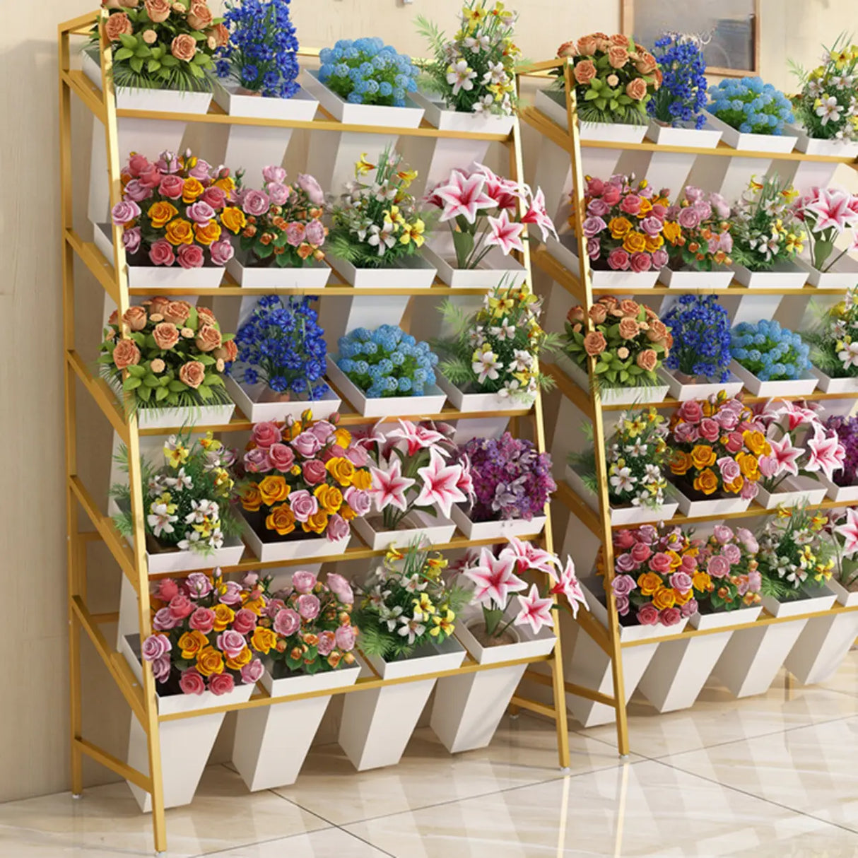 Rectangle Iron Gold Floor Storage Pot Plant Stand Black Image - 4