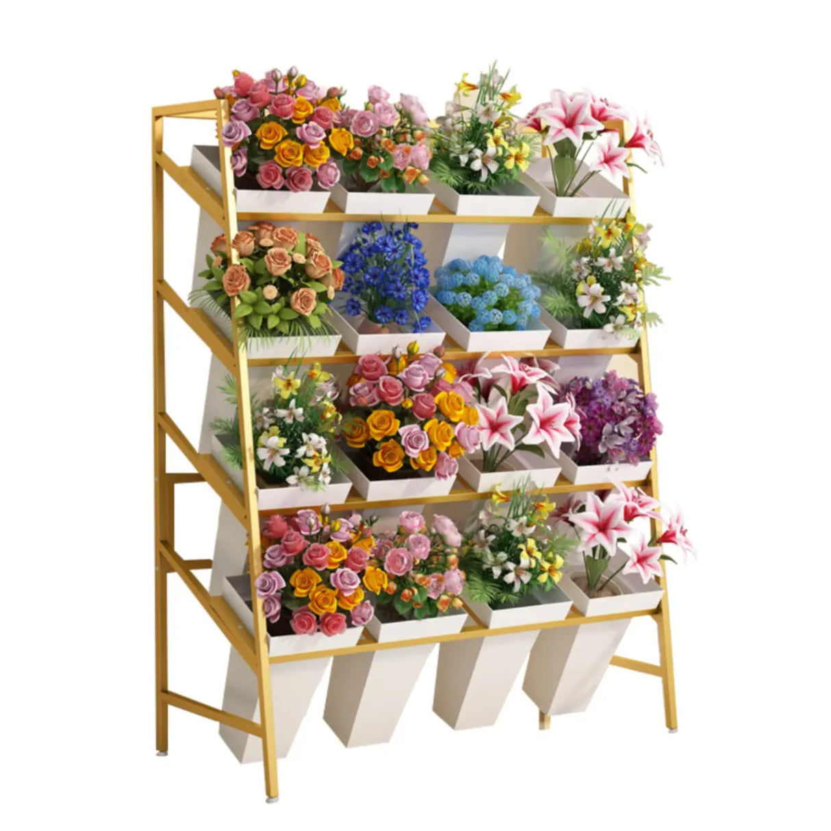 Rectangle Iron Gold Floor Storage Pot Plant Stand Black Image - 5