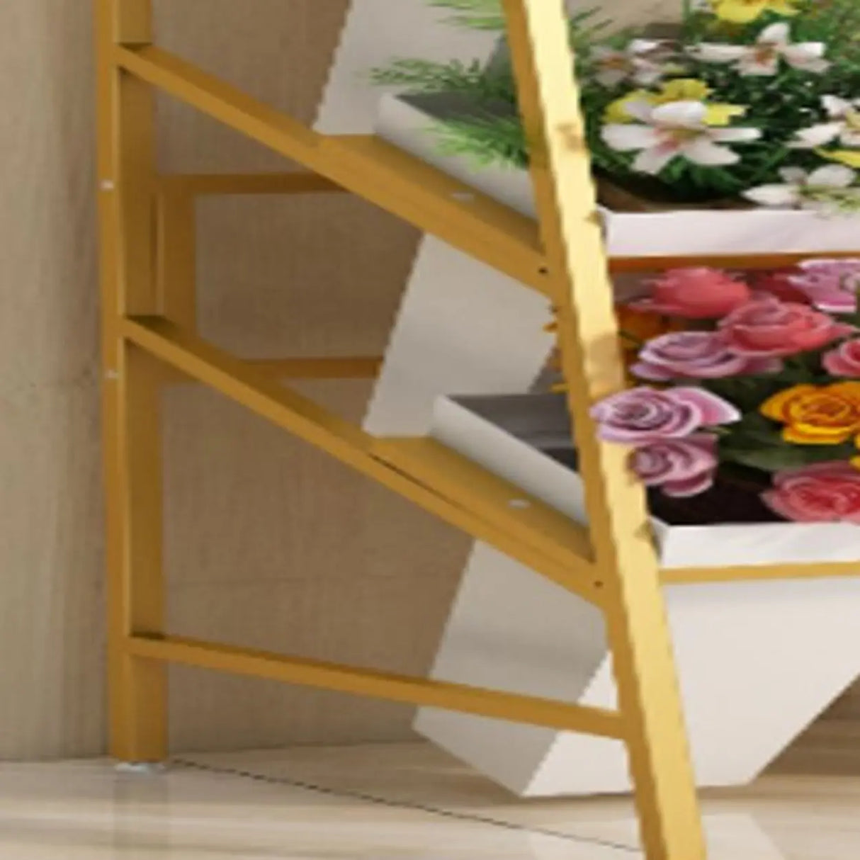 Rectangle Iron Gold Floor Storage Pot Plant Stand Black Image - 6