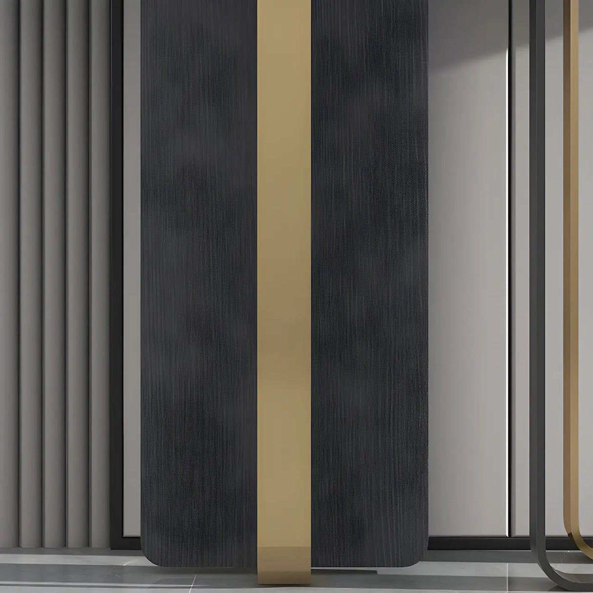 Rectangle Marble Top Abstract Metal Base White Console Table Image - 6