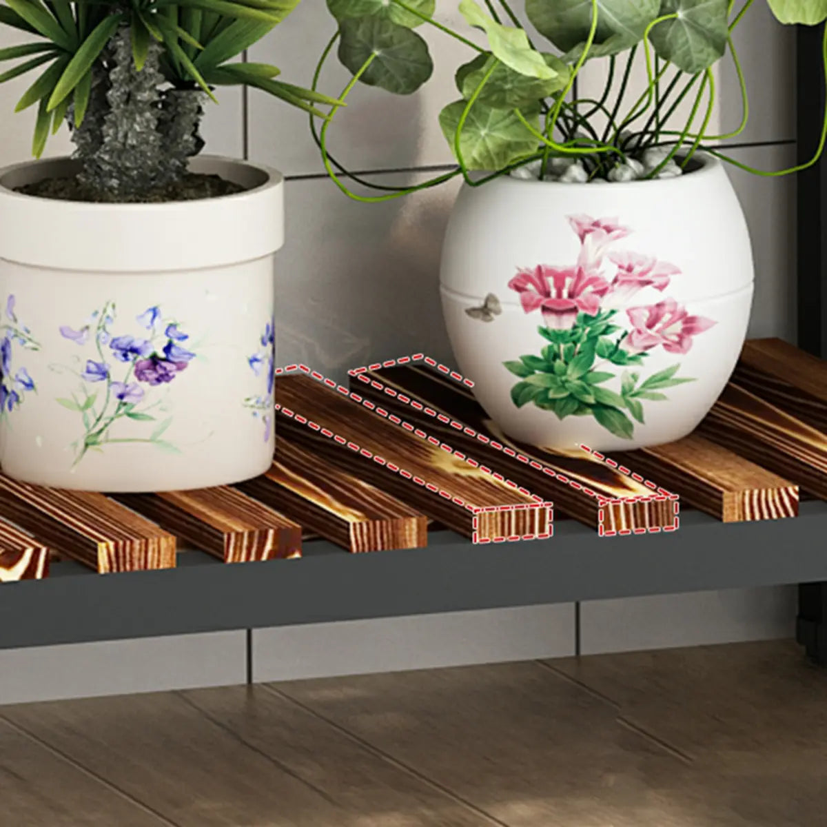 Rectangle Metal Indoor Large Crate Plant Stand Brown Image - 10