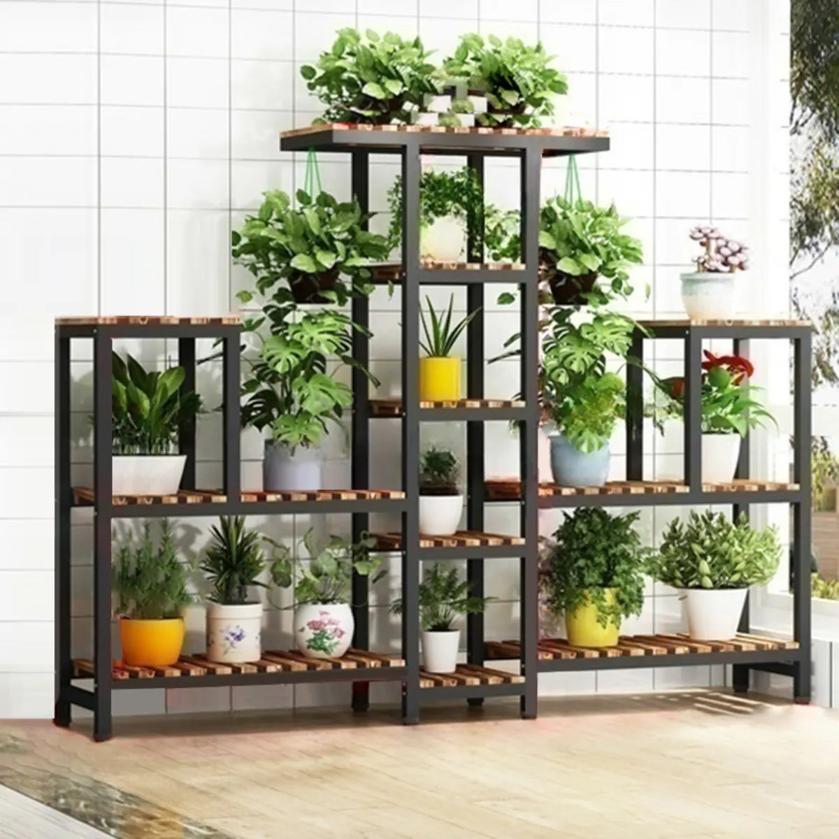 Rectangle Metal Indoor Large Crate Plant Stand Brown Image - 11