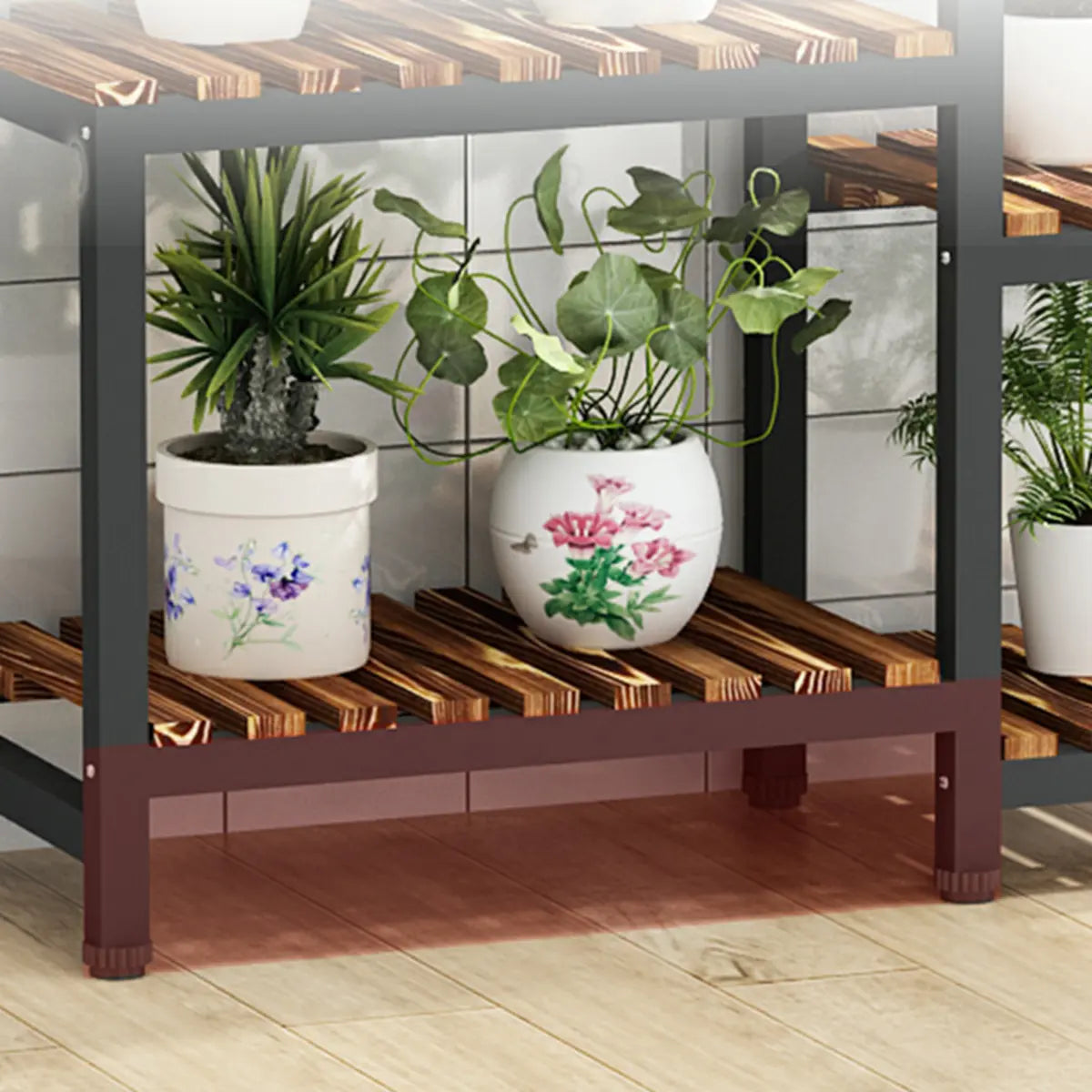 Rectangle Metal Indoor Large Crate Plant Stand Brown Image - 12